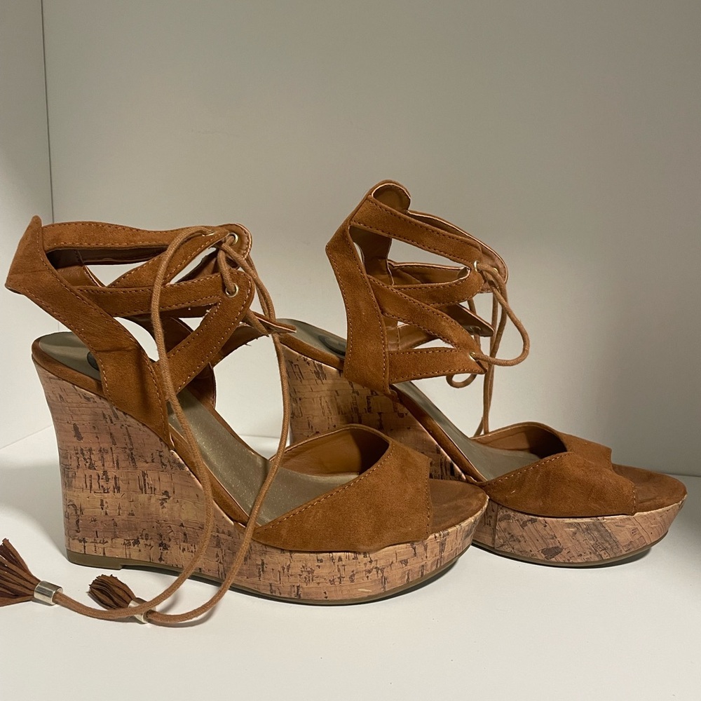 Brown Suede Wedge Sandals
